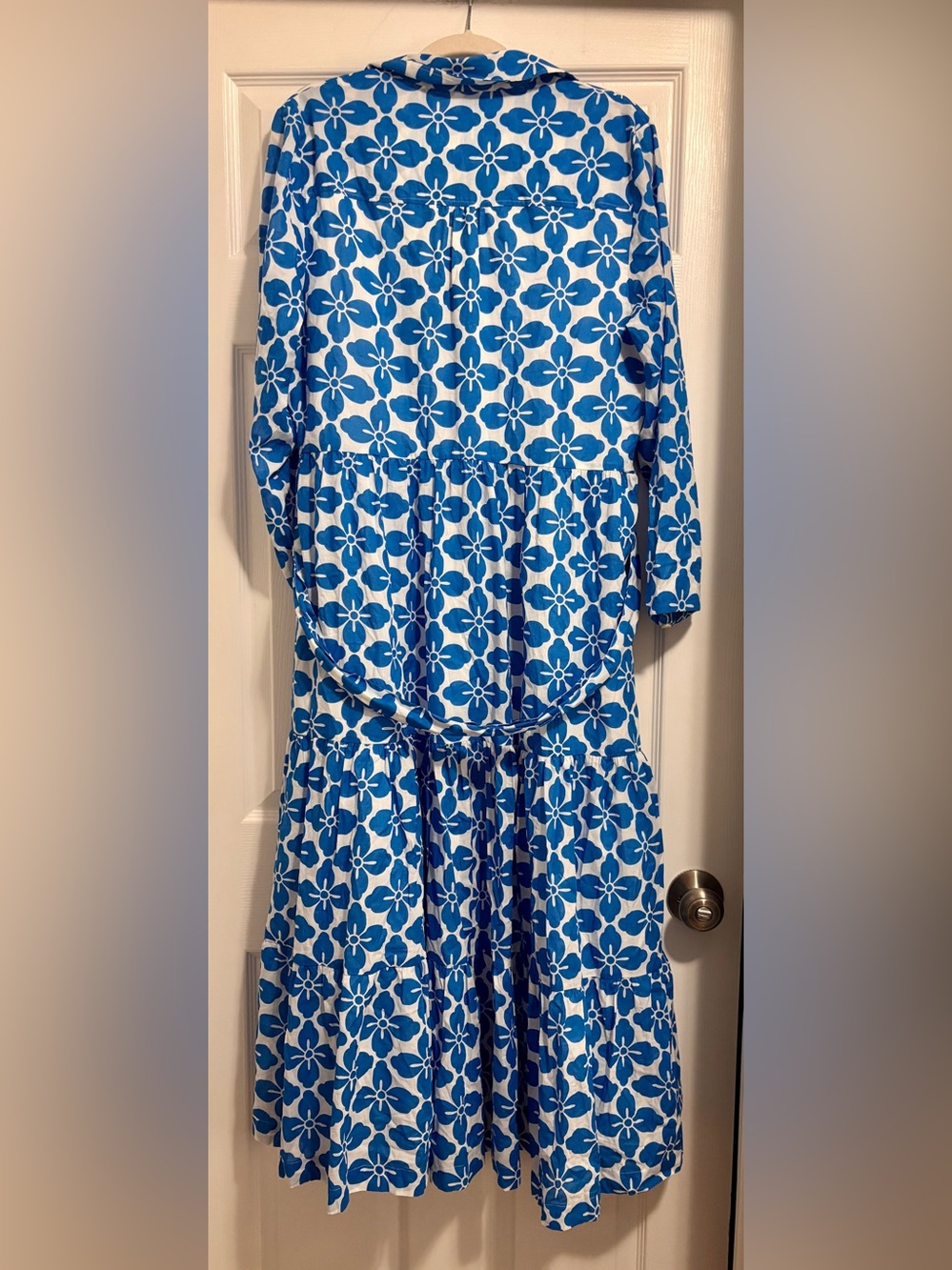 Boden Flo Cotton Midi Shirt Dress-Indigo Bunting, Floral Tile- NWT Sz 14R - Picture 7 of 8